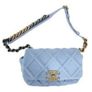 Chanel Waist Bag Coco Mark Lambskin Jersey Blue Gold